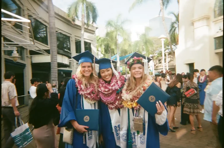 Helene and her friends, graduating from Hawaii Pacific University