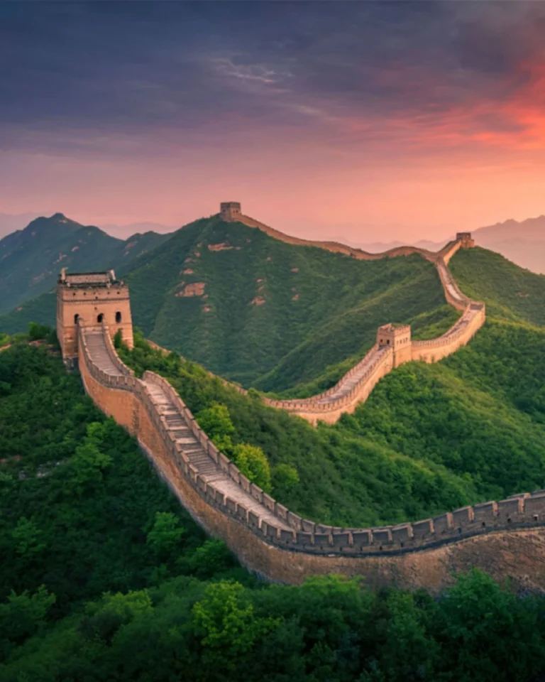 Great Wall of China at sunset