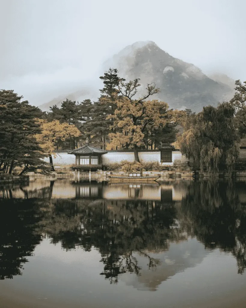 Small temple at a lake in South Korea