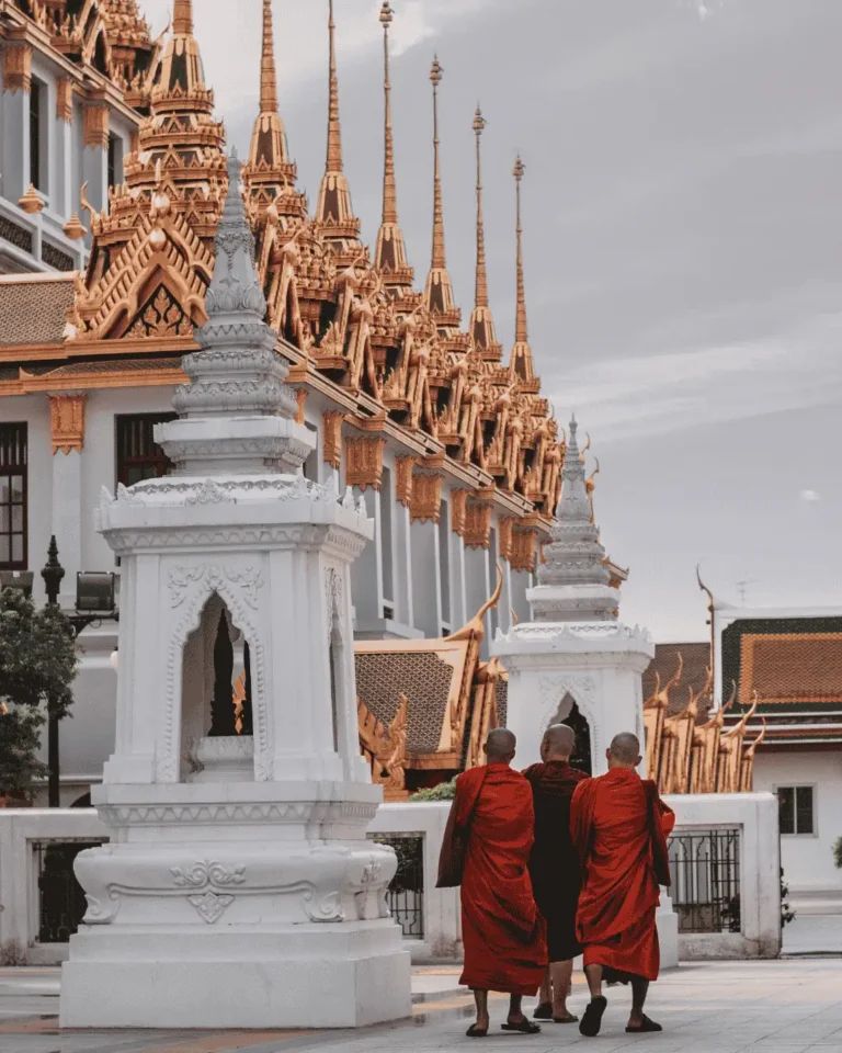 Monks at a Thai temple in Bangkok