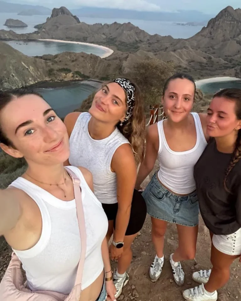 Emma, gap year student in Bali, and her friends, at Komodo Island
