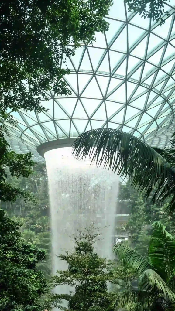 Waterfall in the Singapore airport
