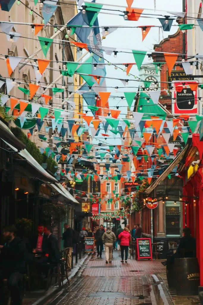 Decorated street in Dublin, Ireland