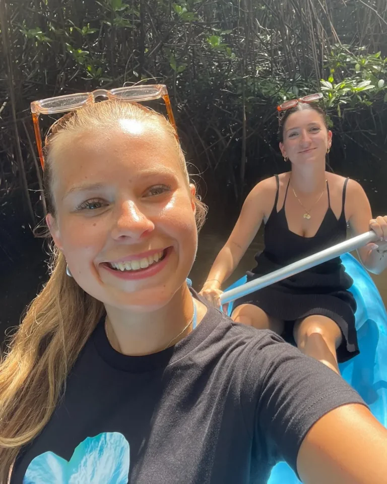 Warmadewa exhange students kayaking together in Bali